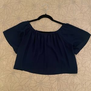 Forever 21 sheer cropped blouse dark emerald size small